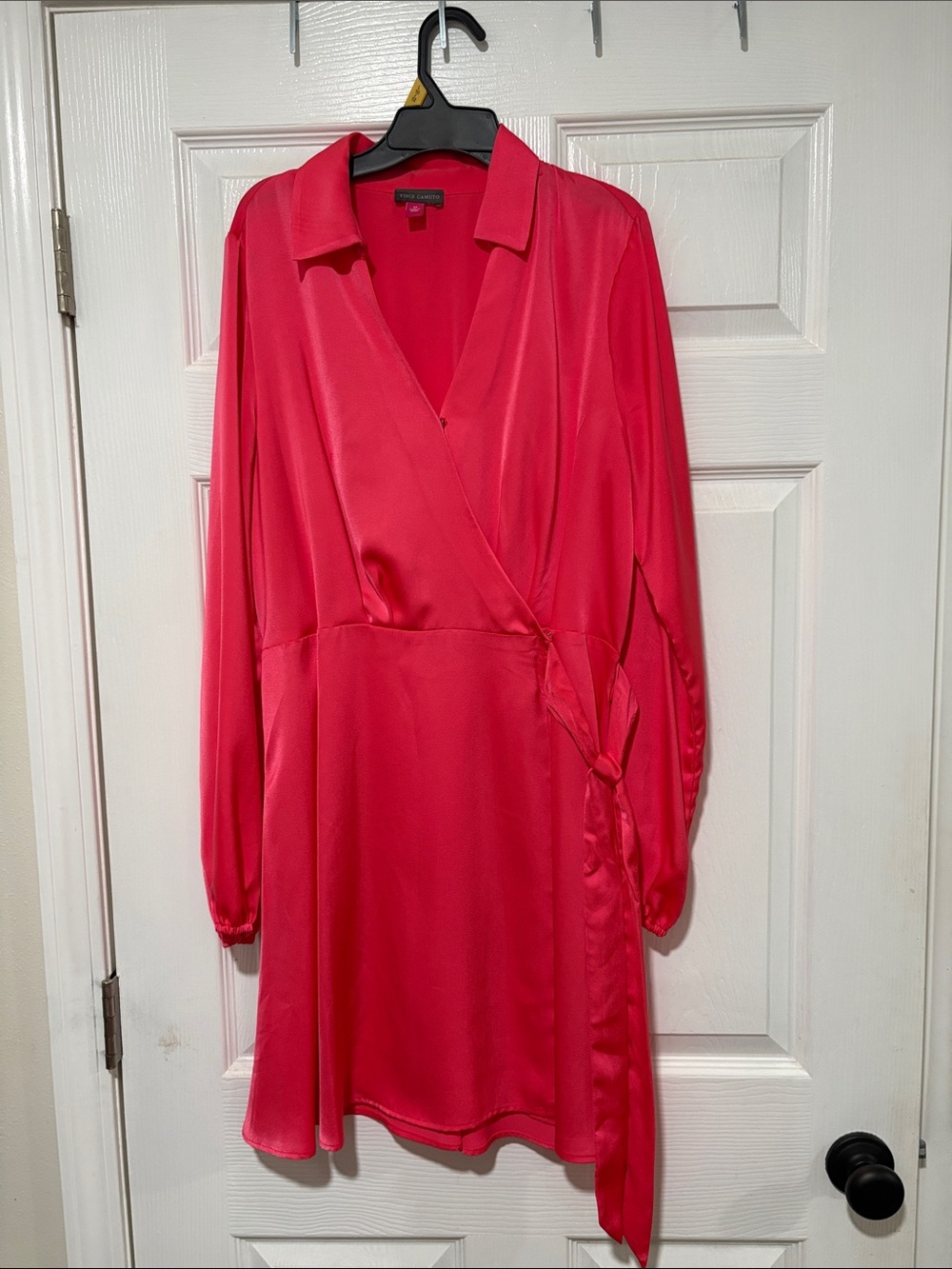 Vince Camuto Hot Pink Long-Sleeve Wrap Dress
